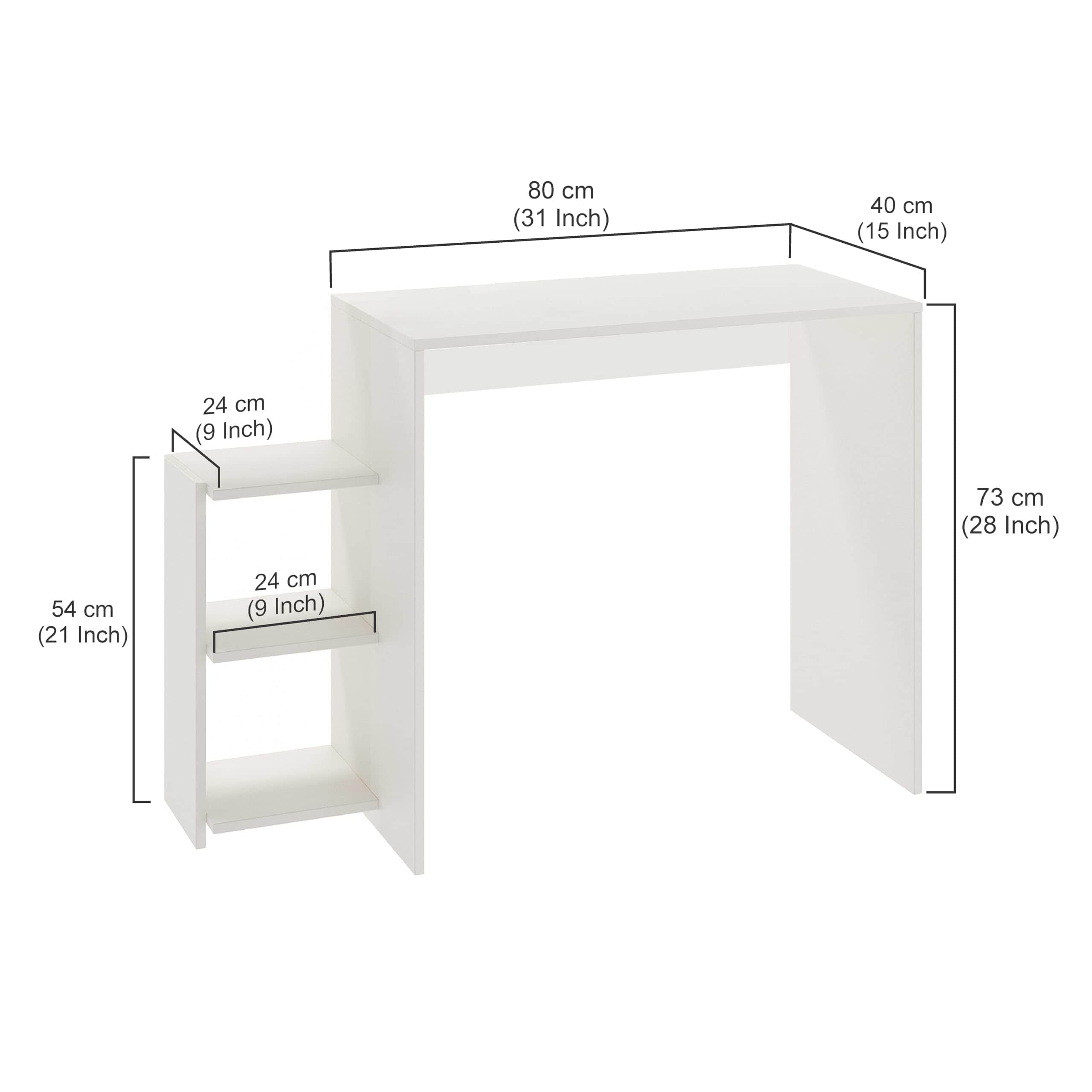 Austin Engineered Wood Study Table with Side Storage Shelves (Exotic Teak & White) - rear_view