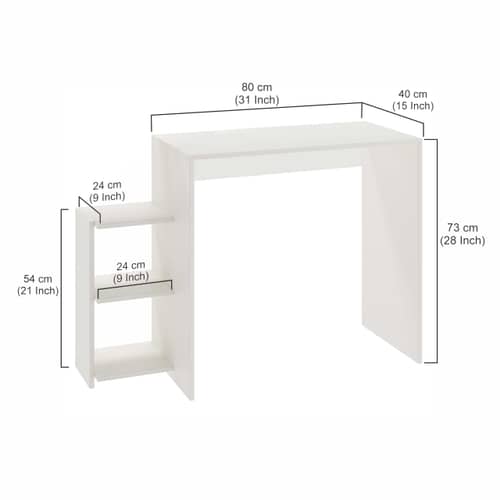 Austin Engineered Wood Study Table with Side Storage Shelves (Exotic Teak & White)