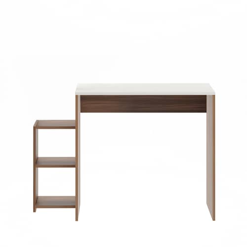 Austin Engineered Wood Study Table with Side Storage Shelves (Exotic Teak & White)