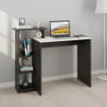 Austin Engineered Wood Study Table with Side Storage Shelves (Wenge & White) - front_view