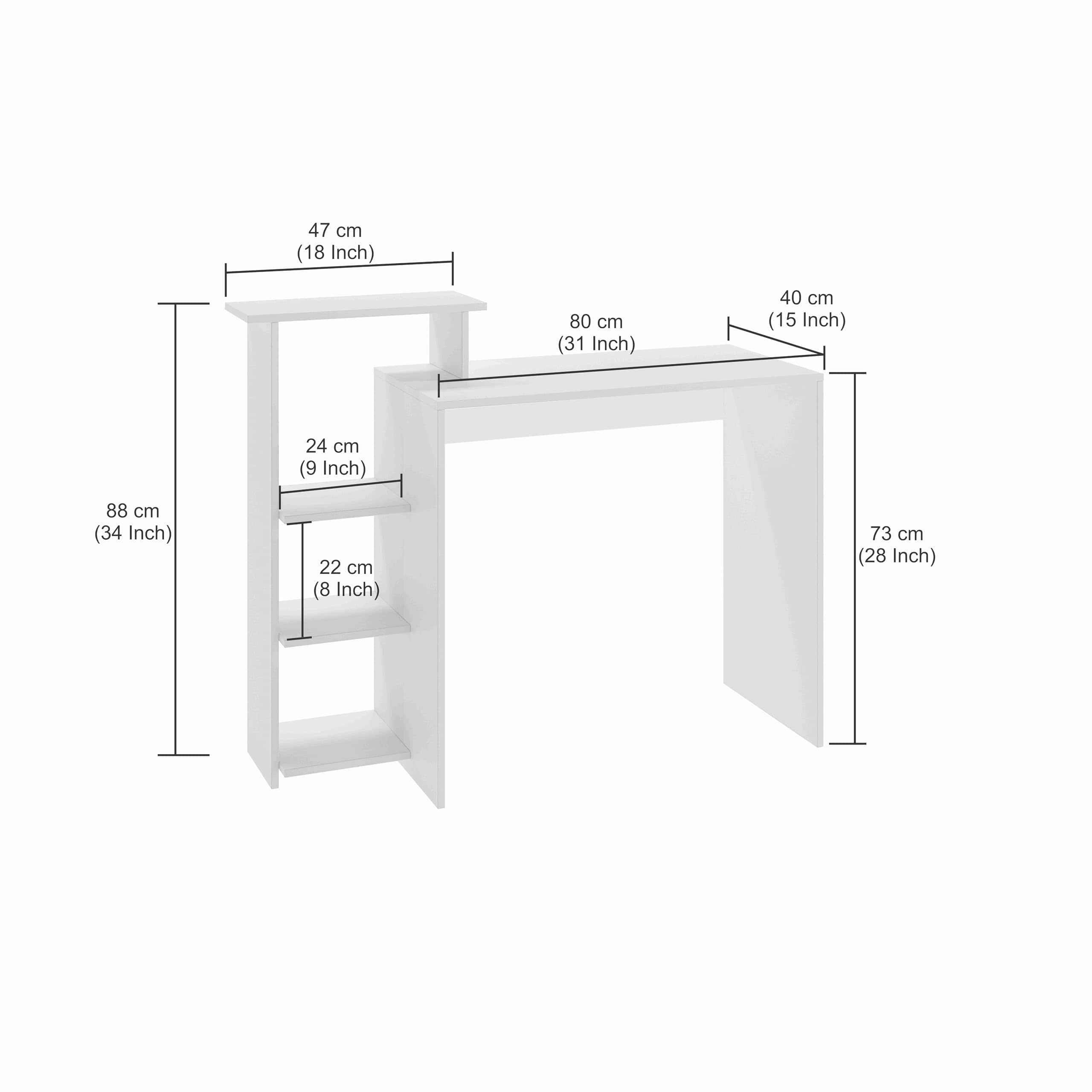 Austin Engineered Wood Study Table with Side Storage Shelves (Wenge & White) - rear_view