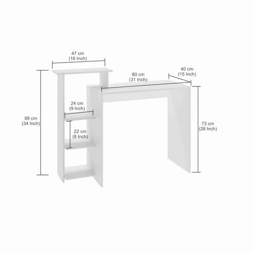 Austin Engineered Wood Study Table with Side Storage Shelves (Wenge & White)