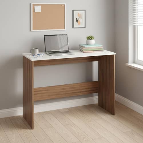 Boris Engineered Wood Study Table (Exotic Teak & White)