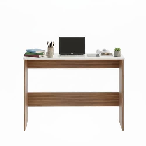 Boris Engineered Wood Study Table (Exotic Teak & White)