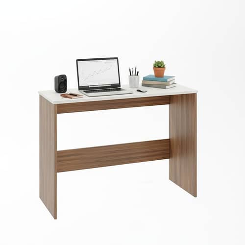 Boris Engineered Wood Study Table (Exotic Teak & White)