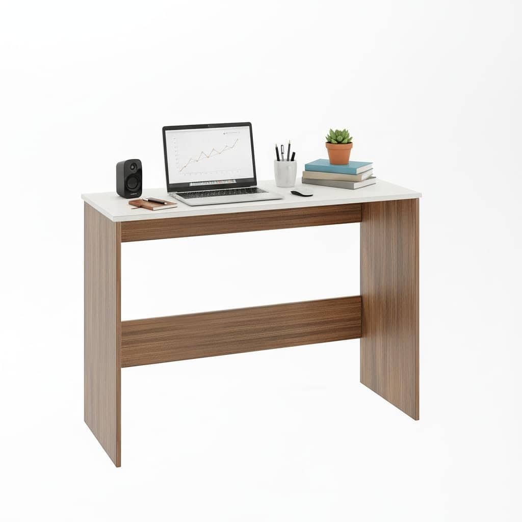 Boris Engineered Wood Study Table (Exotic Teak & White)