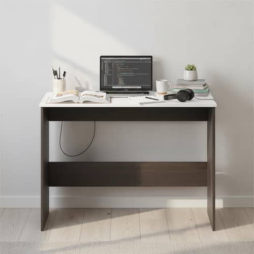 Boris Engineered Wood Study Table (Wenge & White)
