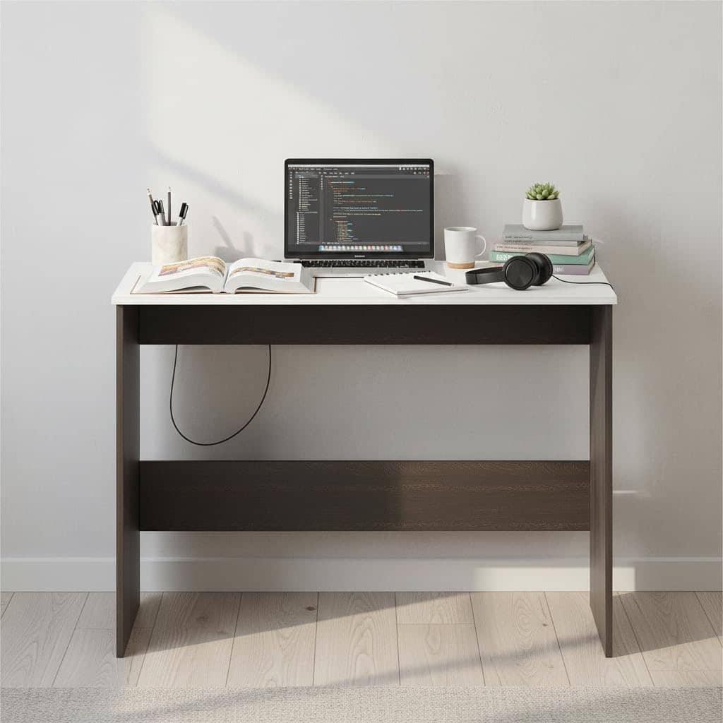 Boris Engineered Wood Study Table (Wenge & White)