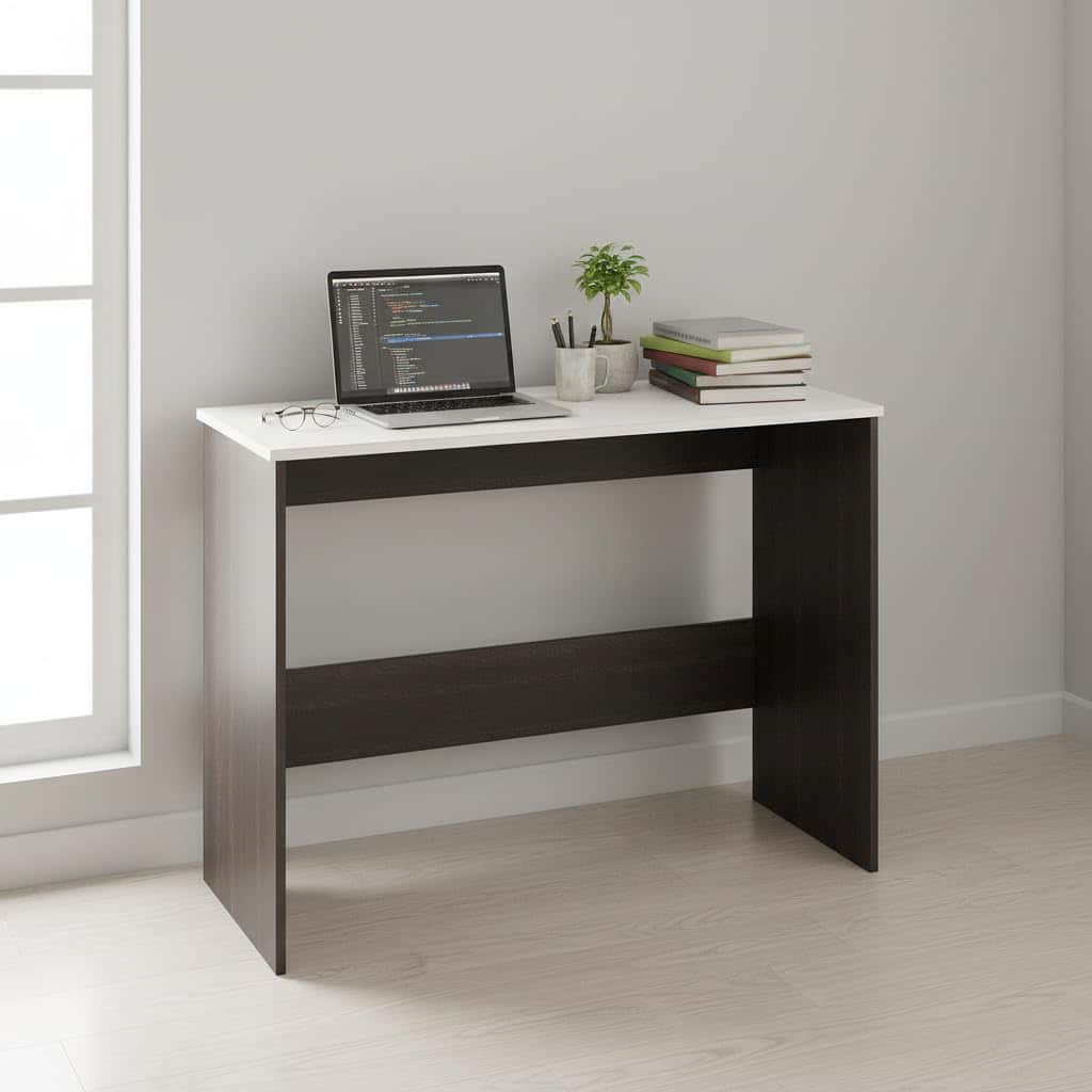 Boris Engineered Wood Study Table (Wenge & White) - front_view