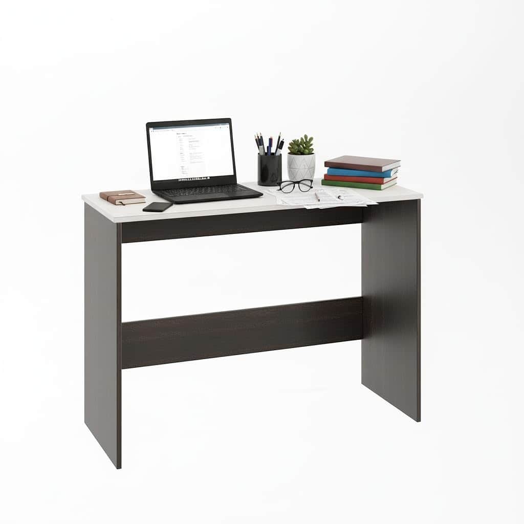 Boris Engineered Wood Study Table (Wenge & White) - top_view