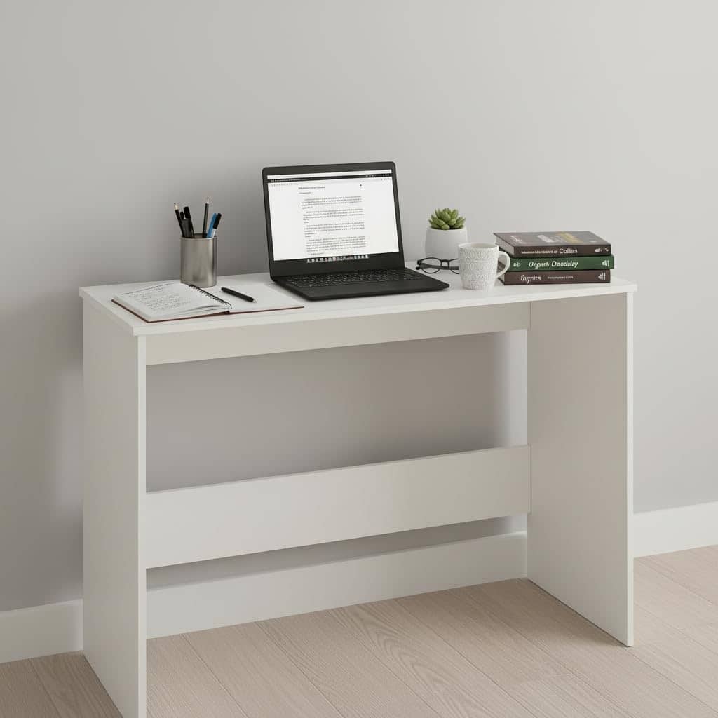 Boris Modern Engineered Wood Study Table (White)