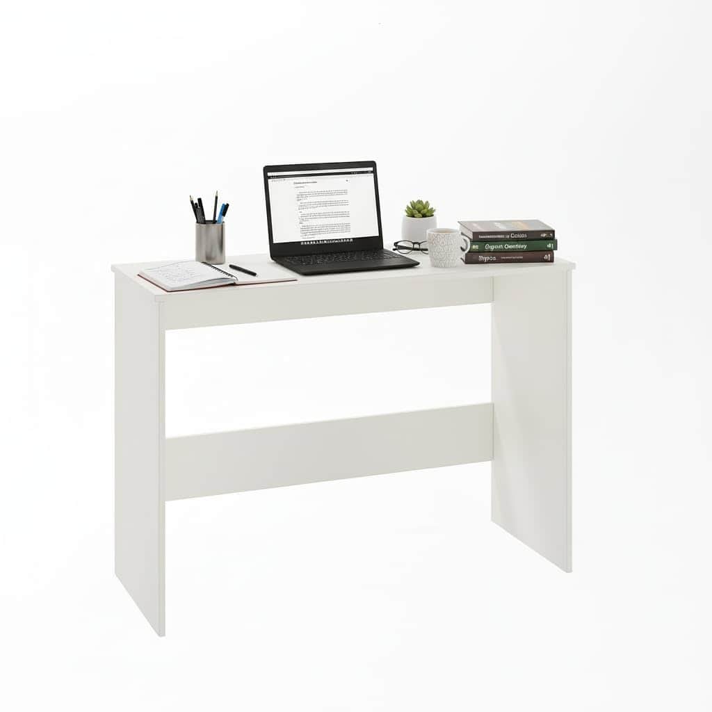 Boris Modern Engineered Wood Study Table (White) - top_view