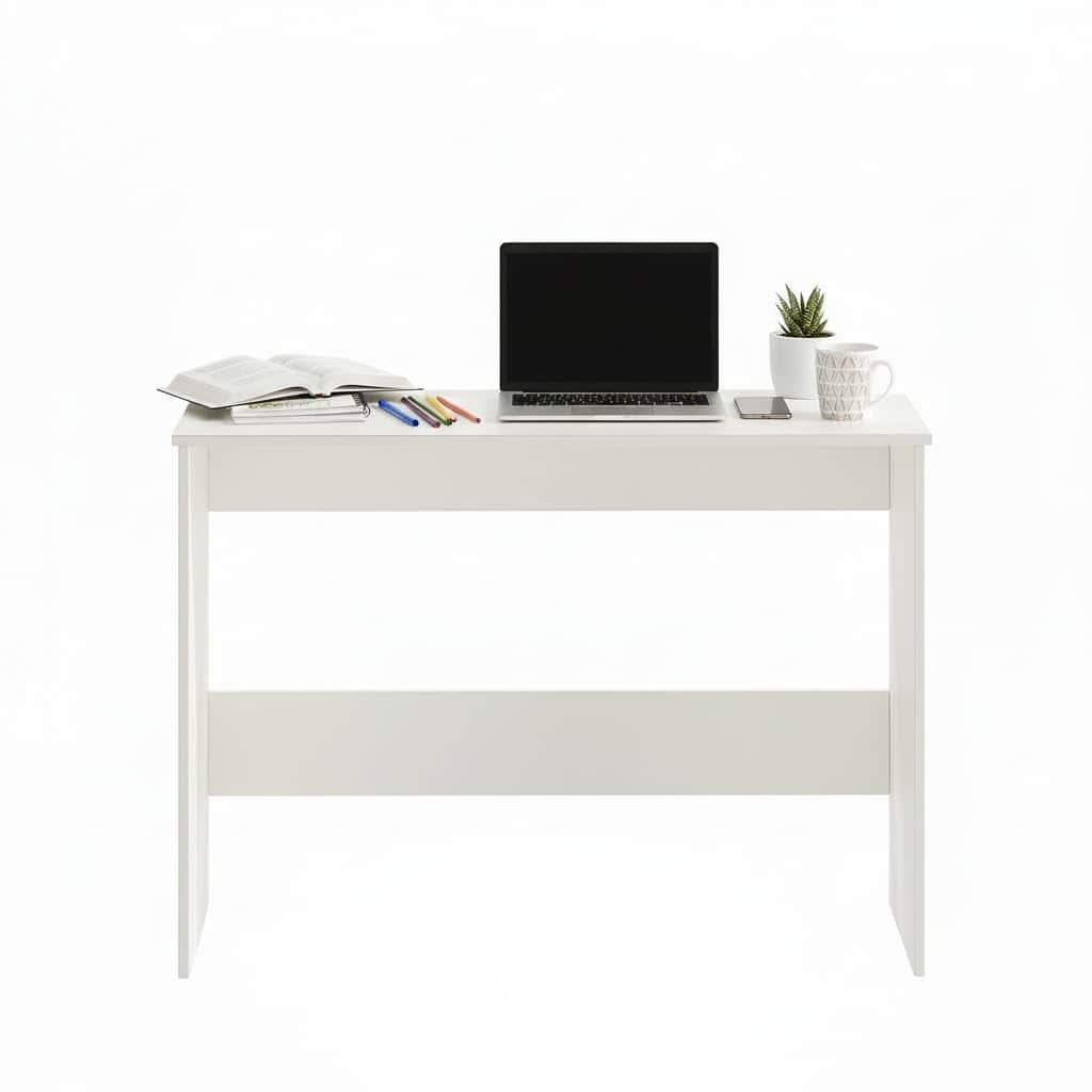 Boris Modern Engineered Wood Study Table (White) - rear_view