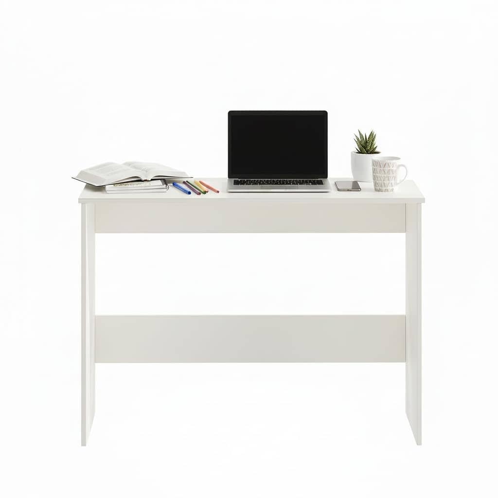 Boris Modern Engineered Wood Study Table (White)