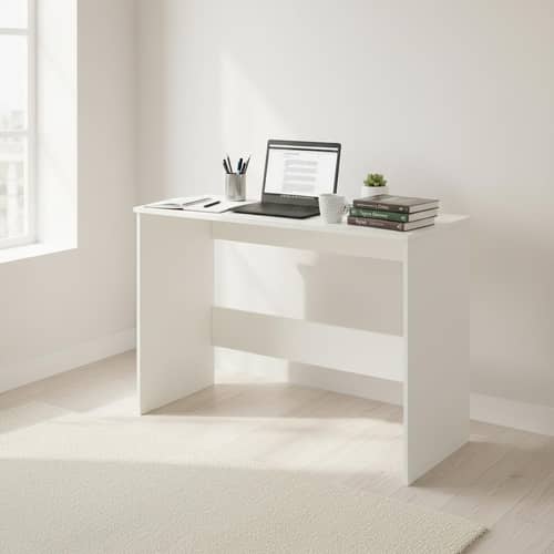 Boris Modern Engineered Wood Study Table (White)
