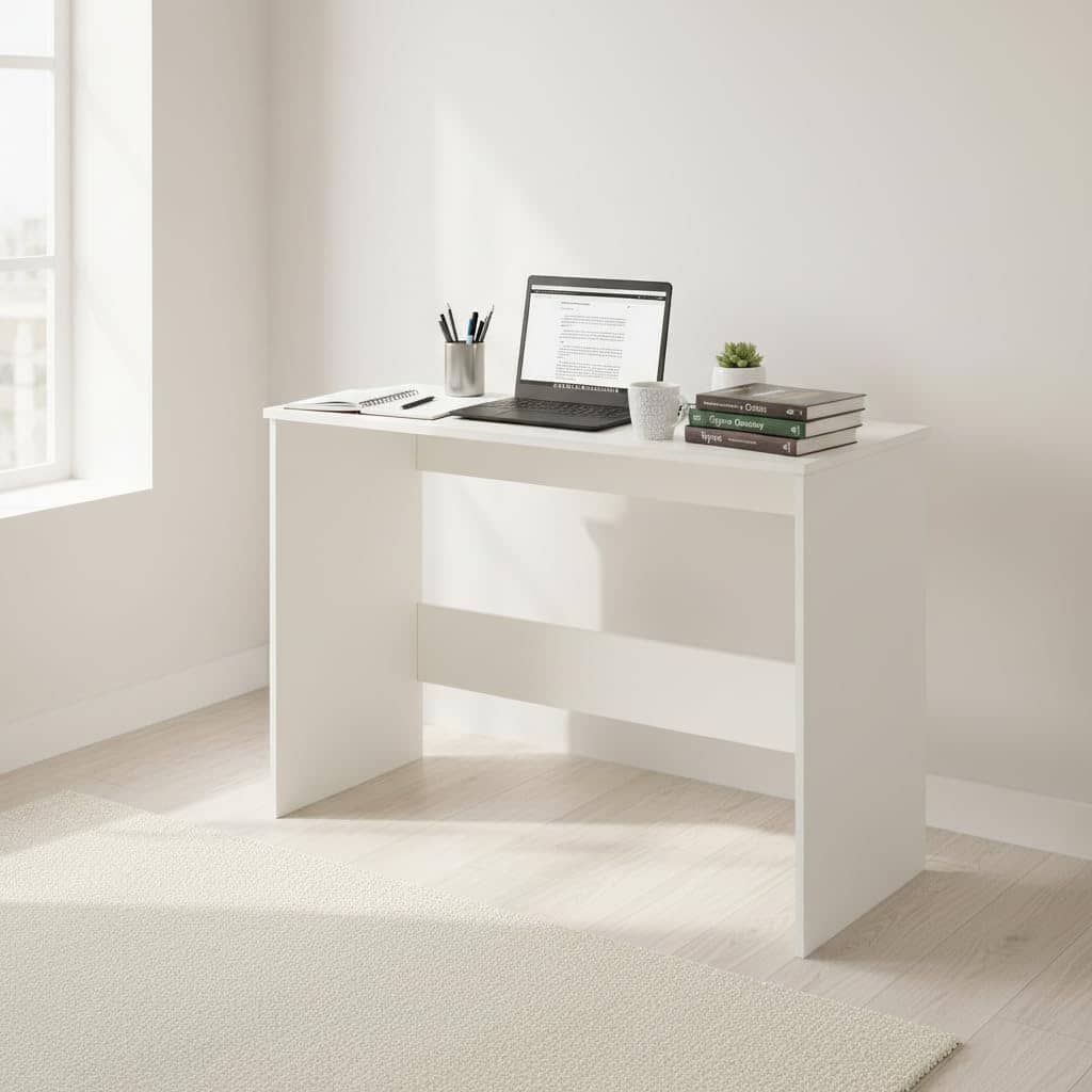 Boris Modern Engineered Wood Study Table (White)