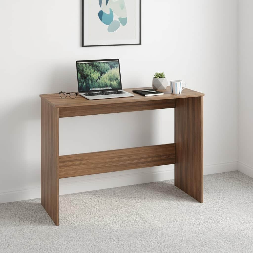 Boris Modern Engineered Wood Study Table (Exotic Teak) - front_view