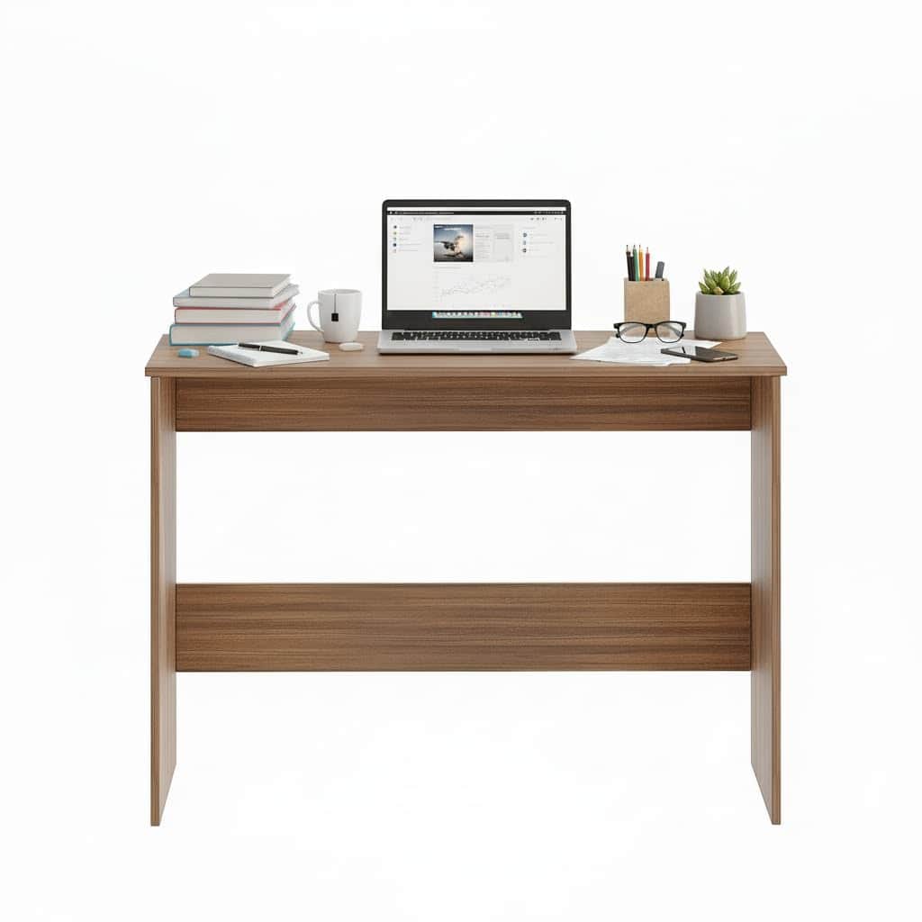 Boris Modern Engineered Wood Study Table (Exotic Teak) - rear_view