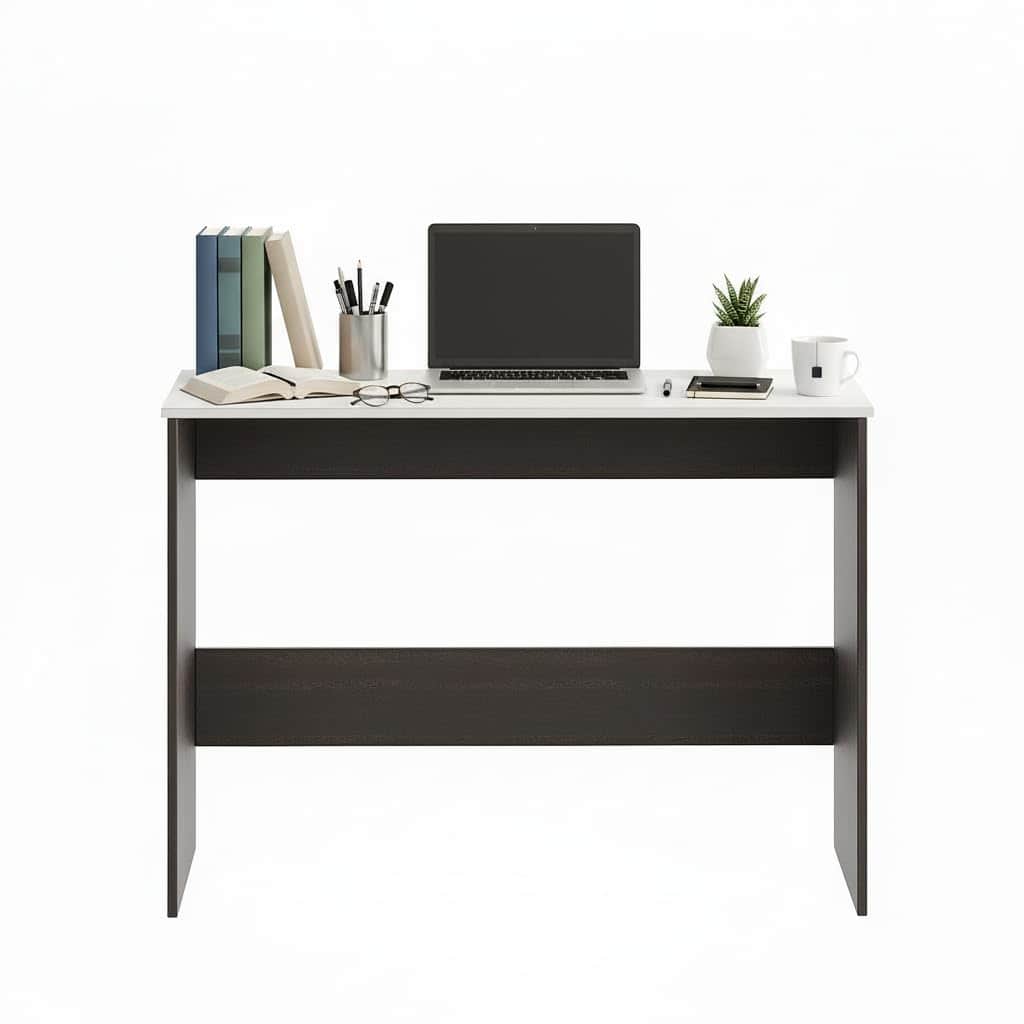 Boris Modern Engineered Wood Study Table | Wenge & White - front_view
