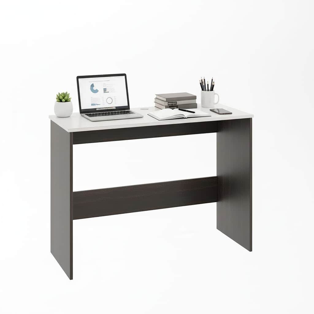 Boris Modern Engineered Wood Study Table | Wenge & White - top_view