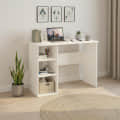 Carren Engineered Wood Study Table with 3 Storage Shelves | White Finish - photo