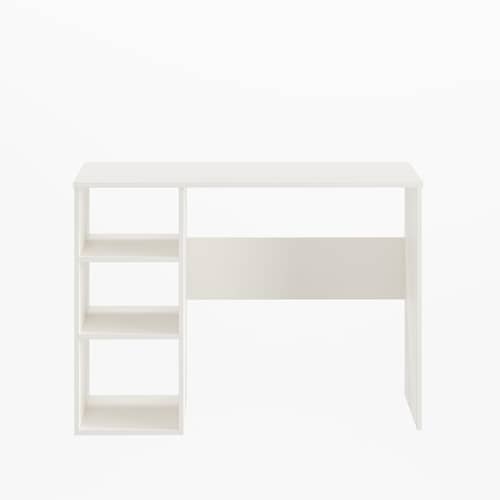 Carren Engineered Wood Study Table with 3 Storage Shelves | White Finish
