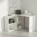 Maggen Engineered Wood Rotatable Study Table With Bookcase (White) - photo