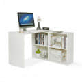Maggen Engineered Wood Rotatable Study Table With Bookcase (White) - top_view