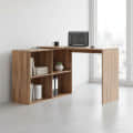 Maggen Engineered Wood Study Table With Storage, Large (Exotic Teak) - front_view