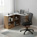 Maggen Engineered Wood Study Table With Storage, Large (Exotic Teak & White) - photo