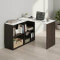 Maggen L-Shaped Corner Engineered Wood Rotatable Study Table (Wenge & White) - photo