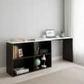Maggen L-Shaped Corner Engineered Wood Rotatable Study Table (Wenge & White) - front_view