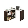 Maggen L-Shaped Corner Engineered Wood Rotatable Study Table (Wenge & White) - top_view