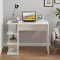 Qualish Study Table with Under Desk Storage Shelf (White) - photo