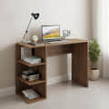 Qualish Engineered Wood Study Desk with Open Side Shelves (Exotic Teak) - photo