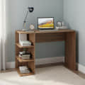 Qualish Engineered Wood Study Desk with Open Side Shelves (Exotic Teak) - top_view