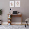 Qualish Engineered Wood Study Desk with Open Side Shelves (Exotic Teak) - left_view
