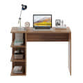 Qualish Engineered Wood Study Desk with Open Side Shelves (Exotic Teak) - right_view