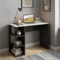 Qualish Engineered Wood Study Desk with Open Side Shelves (Wenge & White) - photo