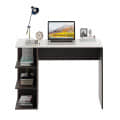 Qualish Engineered Wood Study Desk with Open Side Shelves (Wenge & White) - left_view
