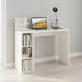 Sion Compact Engineered Wood Study Table with Side Storage Shelves (White) - photo