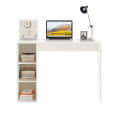Sion Compact Engineered Wood Study Table with Side Storage Shelves (White) - top_view