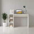 Sion Compact Engineered Wood Study Table with Side Storage Shelves (White) - left_view