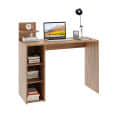Sion Compact Engineered Wood Study Table with Side Storage Shelves (Exotic Teak) - left_view