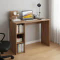 Sion Compact Engineered Wood Study Table with Side Storage Shelves (Exotic Teak) - right_view