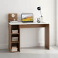 Sion Compact Engineered Wood Study Table with Side Storage Shelves (Exotic Teak & White) - photo