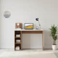 Sion Compact Engineered Wood Study Table with Side Storage Shelves (Exotic Teak & White) - right_view