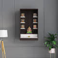 Ketki Wall Mounted Engineered Wood Pooja Mandir for Home in Wenge & Frosty White Finish - photo