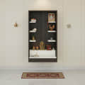 Ketki Wall Mounted Engineered Wood Pooja Mandir for Home in Wenge & Frosty White Finish - top_view