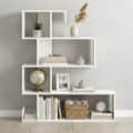 Allesia Modern Zig-Zag Wooden Bookshelf | Engineered Wood Display Rack (White) - photo